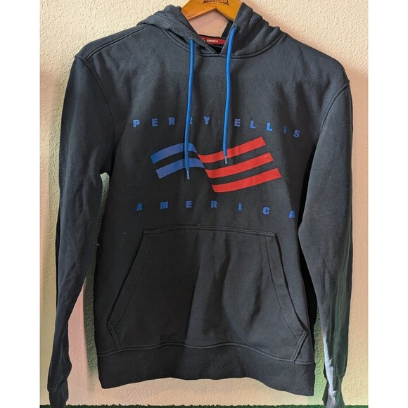 Perry Ellis American Hoodie Sweatshirt Mens Size S Small Center Logo (809m) - Picture 1 of 4